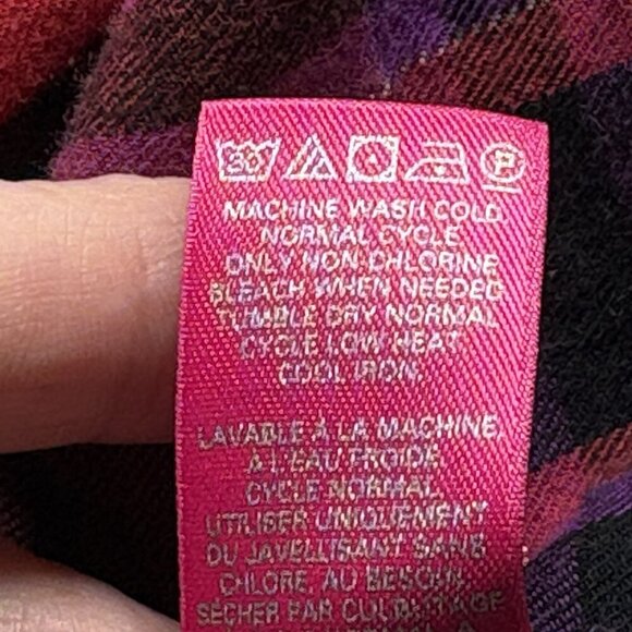 VICTORIA'S SECRET Women Flannel Pajama Set SZ M Red Purple Metallic Plaid 8-10 - Picture 9 of 10